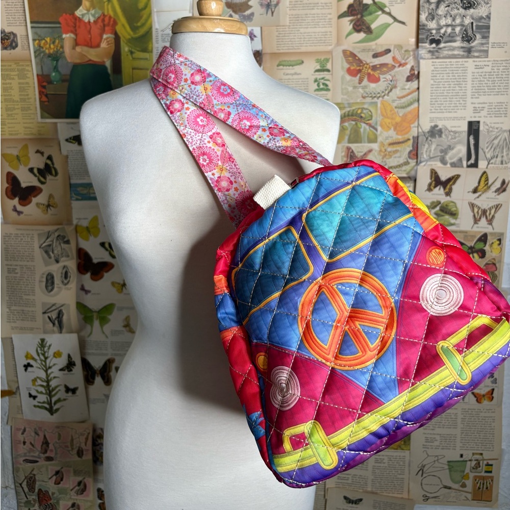 Colorful Quilted Hippie Van Duffle Bag - Multicolor